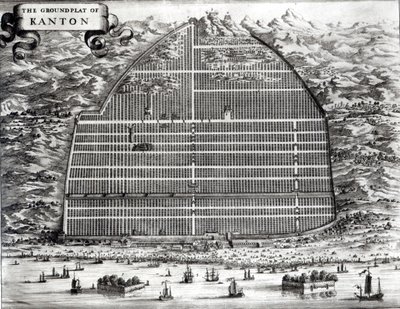 Ground Plan of Canton, China by Johannes Nieuhoff